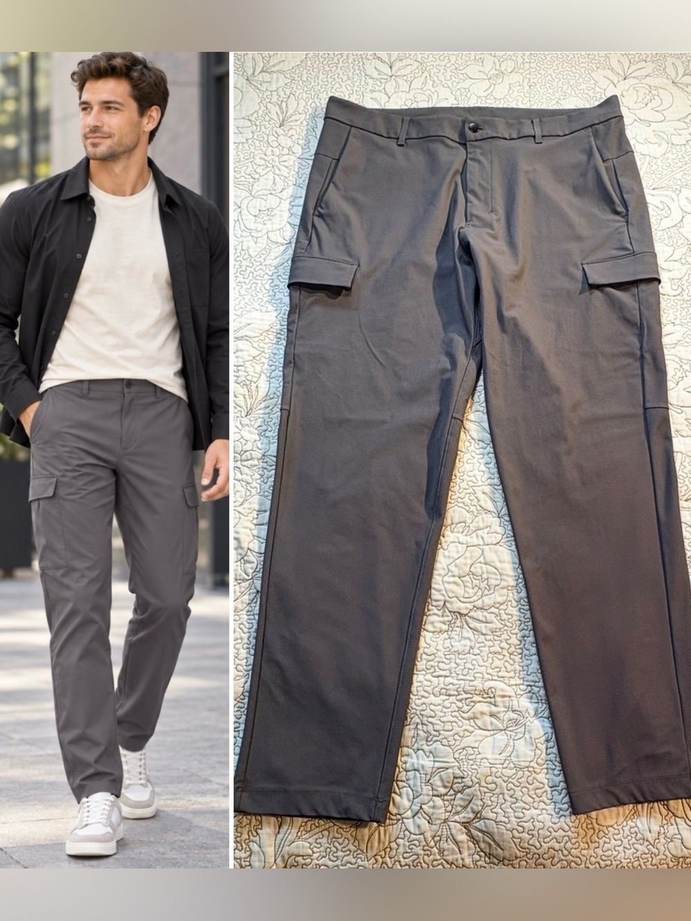 💥Lululemon ABC Cargo Pants Warpstreme Obsidian Gray Men’s Sz 38 x 32🧡